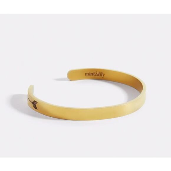 RETAIL $80 MINT & LILLY Be Brave. Be Strong. Be Badass. Cuff Bracelet*18K plated - Picture 2 of 2